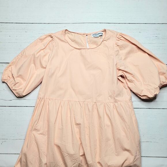 Charlie Holiday Marny Puff Sleeve Tiered Midi Dress Cotton Blush Peach Small 4 - Picture 5 of 11